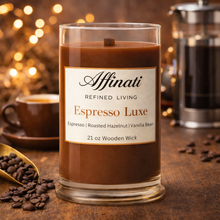 Load image into Gallery viewer, Espresso Luxe Wooden Wick Candle – Luxury 21 oz Soy Blend | Affinati
