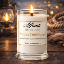 Load image into Gallery viewer, White Driftwood Wooden Wick Candle – Luxury 21 oz Soy Blend | Affinati
