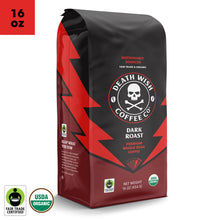 Load image into Gallery viewer, Death Wish Coffee Dark Roast, Organic and Fair Trade, Whole Bean Coffee
