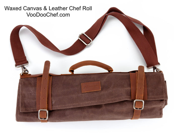 Waxed Canvas & Leather Chef Roll